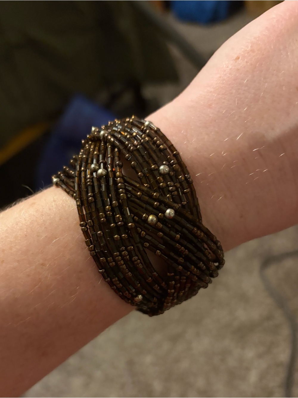 Y2K Beaded Multi-Strand Twist Bracelet Brown